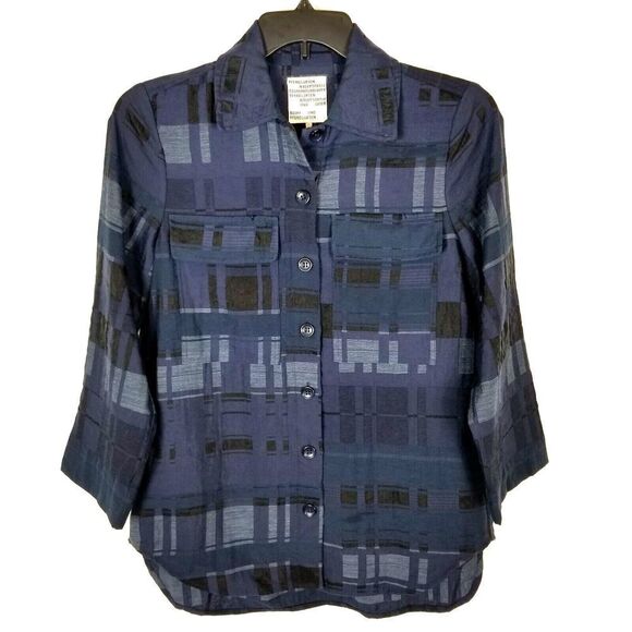 Baum Und Pferdgarten Women Button Down Heavy Shirt Size 34 US 2 Printed Blue - Picture 1 of 6